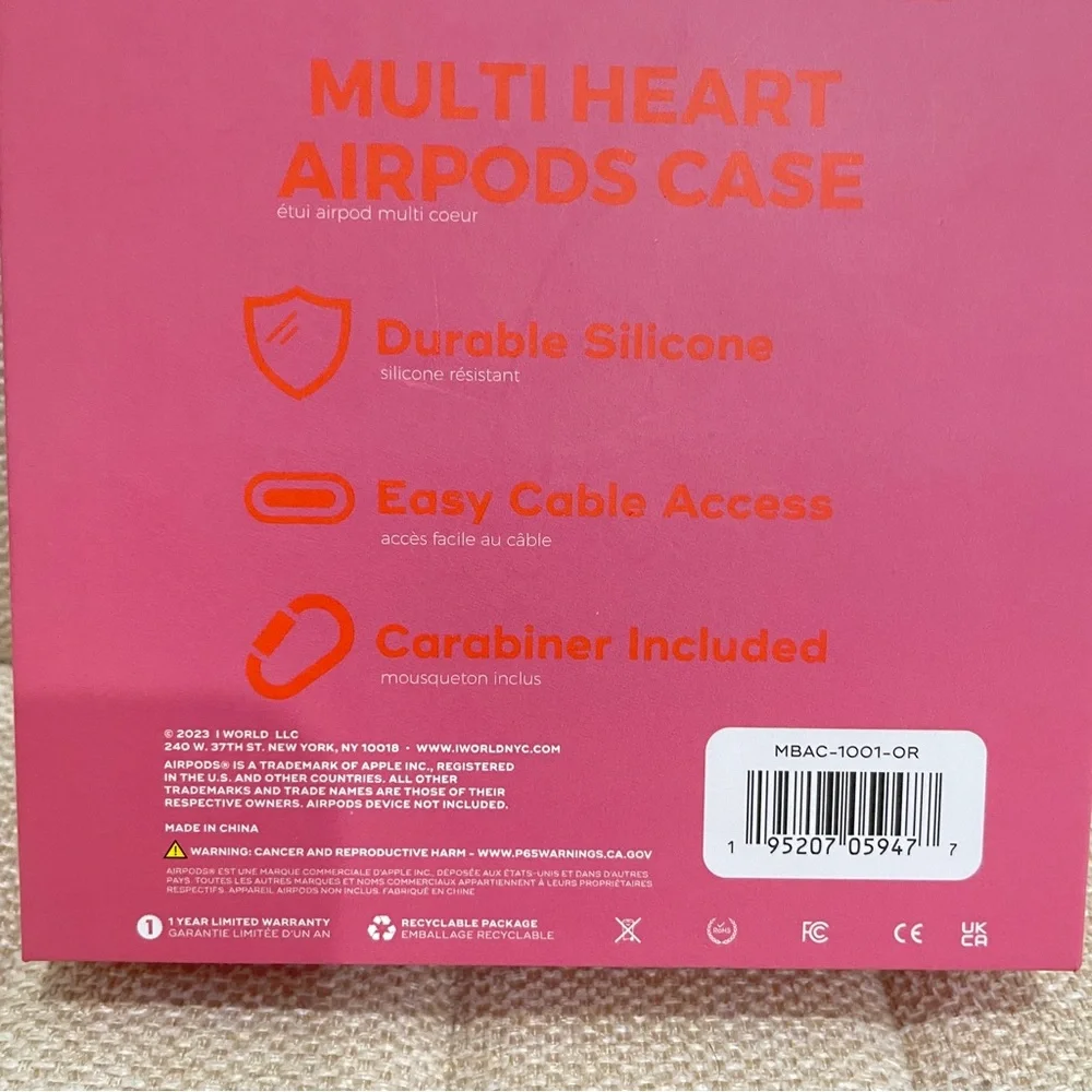 NEW Macbeth Collection Margaret Josephs Multi Heart AirPods Case Red Pink‎